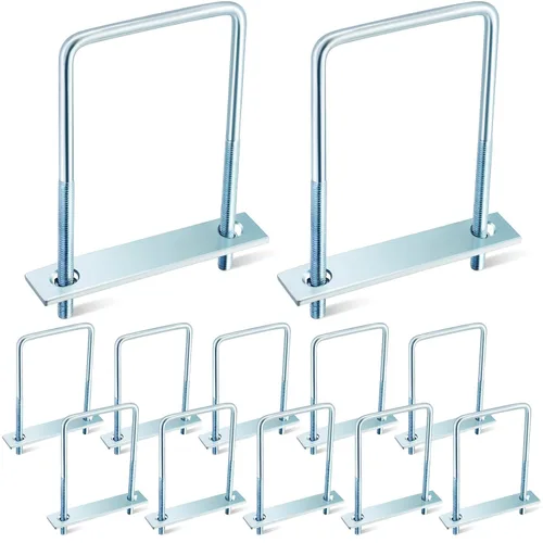 Miniatura 22 de Dunzy 6 pernos cuadrados en U chapados en zinc, perno en U de acero al carbono resistente, suministros industriales y científicos para tubo