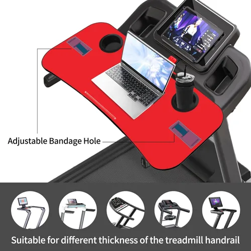Miniatura 8 de Accesorio de escritorio para cinta de correr, bandeja de banda de rodadura de 36 pulgadas, plataforma de manubrios con soporte para laptop, soporte