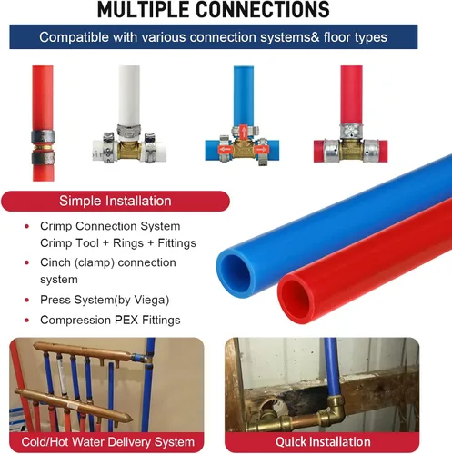 Miniatura 7 de Tubería PEX de 1/2 pulgada, 100 pies, 2 rollos, tubería PEX EVOH Pex-B, sin barrera de oxígeno, duradero, a prueba de fugas, flexible para líneas