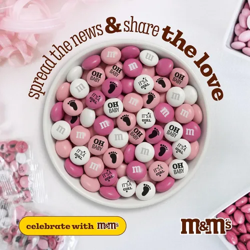 Miniatura 4 de M&M’S World Favors de Chocolate al Leche para Niñas, 20 Paquetes de 0.75oz cada uno con M&M’S Rosados y Blancos para Fiestas de Revelación