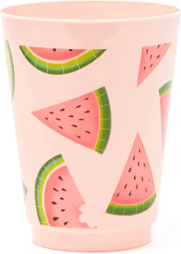 Miniatura 6 de BLUE PANDA Vasos de plástico rosa para fiestas de sandía y decoraciones de sandía (vaso rosa de 16 onzas, paquete de 16)