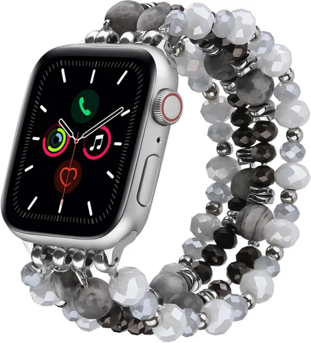 Miniatura 10 de VISOOM - Pulsera de cuentas boho compatible con Apple Watch Band de 40mm/38mm/41mm Series 9 8 7 SE; pulsera de moda de cuentas de cristal hecha a