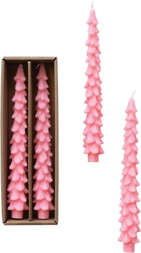 Miniatura 29 de Creative Co-Op Velas cónicas en forma de árbol sin perfume, color beige ponche de huevo, juego de 2 en caja Ponche de huevo beige