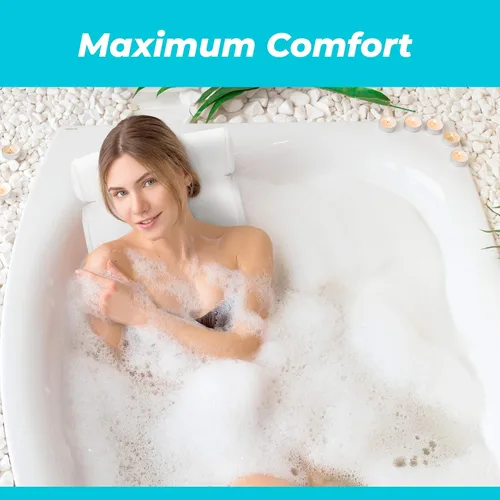 Miniatura 2 de BASIC CONCEPTS Almohada de bañera para soporte de cuello y espalda con gancho de secado, almohada de bañera reposacabezas lavable a máquina