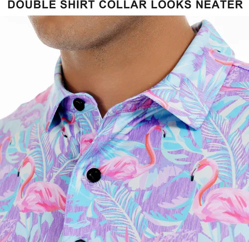 Miniatura 58 de DEOLAX Camisa de golf para hombre, con estampado de moda, atlética, de manga corta, clásica, casual, ajuste seco, suave, para hombres