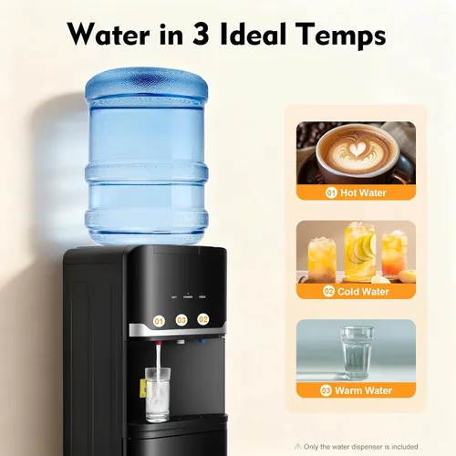 Miniatura 4 de Dispensador de agua de carga superior, dispensador de agua caliente, fría y cálida con bloqueo de seguridad para niños y armario de doble nivel