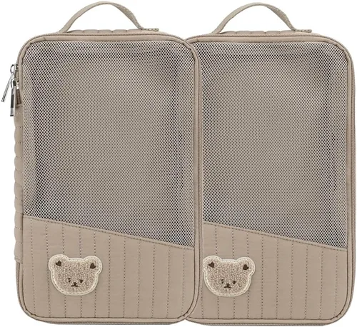 Miniatura 15 de Bolsas organizadoras para pañales para bebé, paquete de 2 bolsas impermeables para colgar pañales, bolsa de malla de oso de conejo, reutilizable