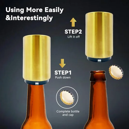 Miniatura 6 de Daily Treasures Abrebotellas automático de cerveza, abridor magnético de botellas con caja de madera, abrebotellas a presión, no daña la tapa