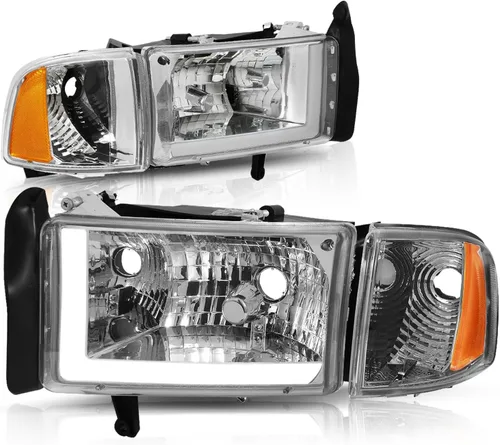 Miniatura 18 de Auto Dynasty Conjunto de Faros LED DRL Compatible con Dodge Ram 1500 2500 3500 de 1994-2002, 4 Piezas Faros Halógenos de Repuesto con Doble Luz