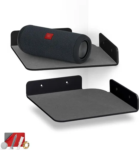 BRAINWAVZ Paquete de 2 estantes flotantes de esquina de 8 pulgadas para altavoces, libros, decoración, plantas, cámaras, fotos, cocina, baño,