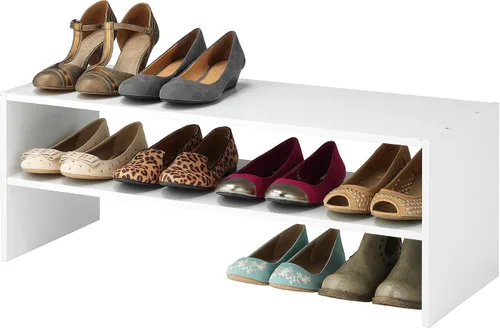 Miniatura 17 de Whitmor - Estante para zapatos apilable de madera con 2 estantes, nogal, 61 centímetros, paquete de 2