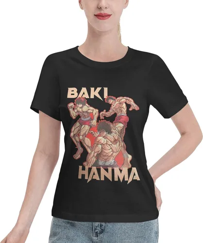Anime Baki The Grappler T Shirt Female Summer O-Neck Clothes Casual Short Sleeves Tee Black