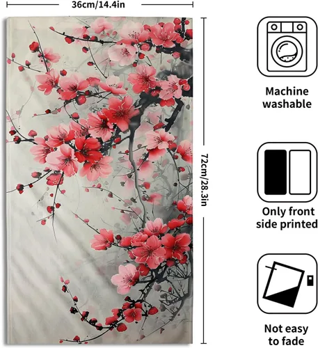 Miniatura 2 de Giwawa Juego de toallas de mano con diseño de flor de cerezo y flor japonesa, Sakura floral, para interiores y exteriores, juego de toallas de mano