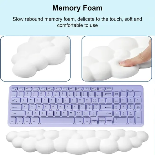 Miniatura 4 de Cloud - Juego de reposamuñecas para teclado y alfombrilla para mouse con reposamuñecas ergonómico, lindo soporte para reposamuñecas de espuma Blanco