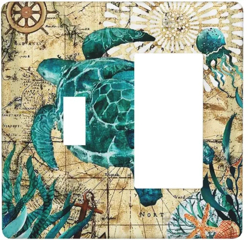Miniatura 152 de Funky Retro Vintage 70s 60s Boho Hippie Hongo Botánico Floral 2 Gang Interruptor de luz de palanca doble Placa de pared Cubierta de toma de Planta