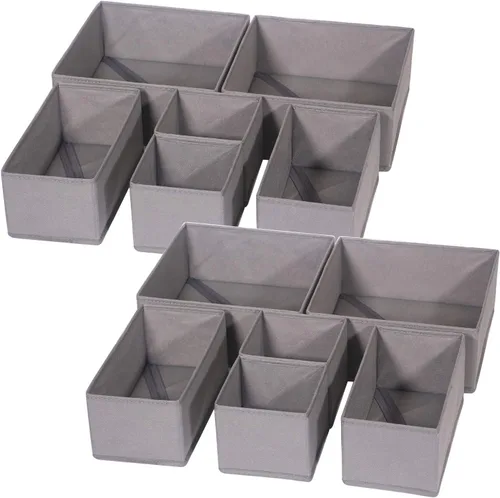 Miniatura 10 de DIOMMELL Paquete de 12 cajas de almacenamiento de tela plegables para armario, aparador, cajón, cestas de tela, contenedores divisores para ropa