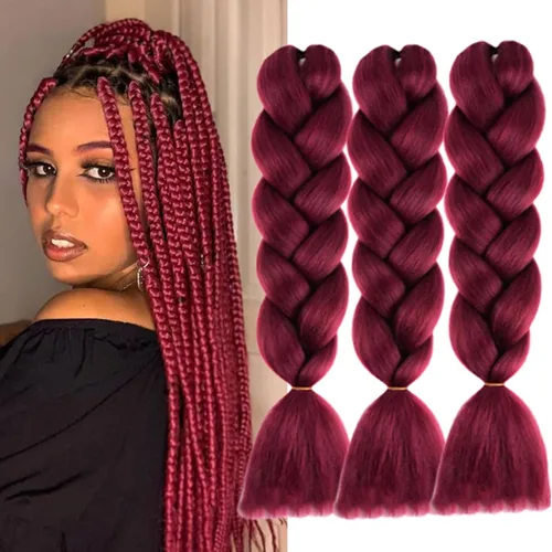 Miniatura 18 de Beige (613#) 6 paquetes de cabello trenzado de 24 pulgadas, de fibra sintética, sin picazón, extensiones de cabello para trenzar jumbo, textura