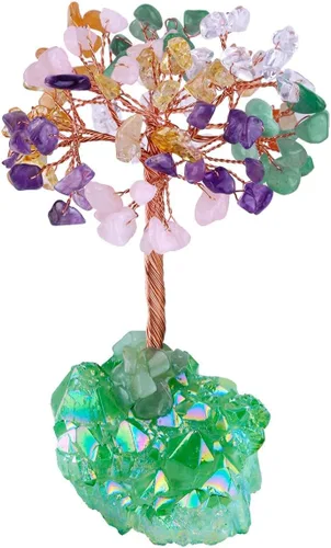 Miniatura 19 de Mookaitedecor - Árbol de cristal con base de cuarzo, bonsái para la riqueza y buena suerte