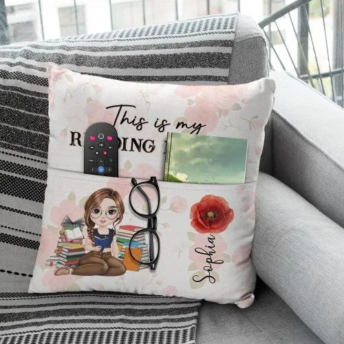 Miniatura 3 de ENCYCOM Almohada de bolsillo personalizada para lectura de libros, almohadas personalizadas con nombre, regalo para niñas ratones de biblioteca