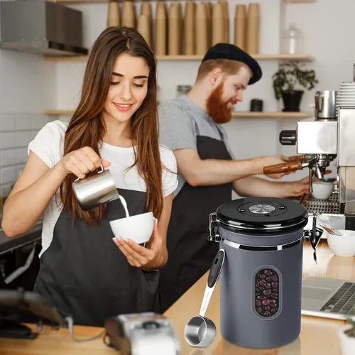 Miniatura 8 de ROCKY&CHAO Recipiente para café de 2800ML con registrador de fecha y ventana transparente, contenedor de café de 35OZ con cuchara medidora de 30ML
