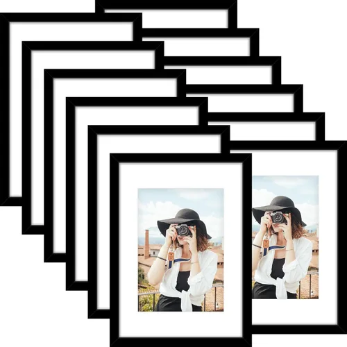Miniatura 38 de Picrit - Juego de 12 portarretratos de 4 x 6 pulgadas, para fotos de 3.5 x 5 con paspartú o 4 x 6 pulgadas sin paspartú, marcos para colgar