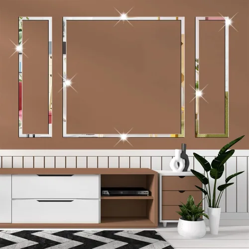 Miniatura 6 de Calcomanías de pared de espejo acrílico, espejo a rayas 3D para sala de estar, calcomanías de pared de línea extraíble, calcomanías de pared