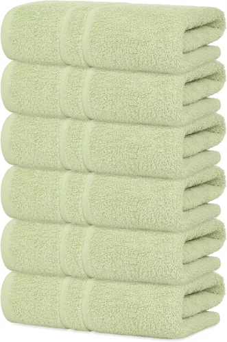 Miniatura 9 de Toallas de baño básicas medianas de 24 x 48 pulgadas, paquete de 6, color beige, suaves y absorbentes, toallas de algodón multiusos para baño, spa