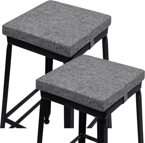 Miniatura 22 de baibu Juego de 2 cojines cuadrados de espuma viscoelástica de 12 pulgadas, diseño de doble capa con lazos, cojín cuadrado para silla para taburetes