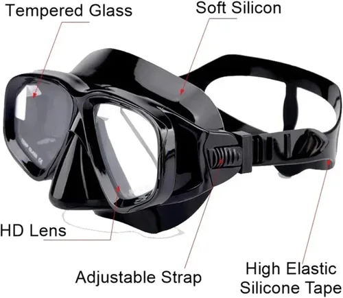 Miniatura 2 de Máscara de buceo para miopía, grados de miopía para ojos izquierdos y derechos, lente templada, antivaho