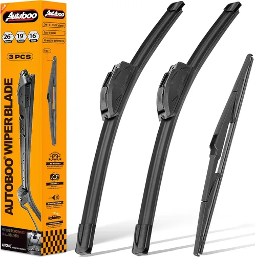 AUTOBOO Limpiaparabrisas de 26 + 19 pulgadas con limpiaparabrisas trasero de 16 pulgadas de repuesto para Toyota Prius 2010, 2011, 2012, 2013, 2014,