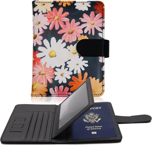 Miniatura 26 de Melsbrinna - Funda para pasaporte, ranuras para tarjetas, bonita funda para pasaporte para mujeres/hombres, resistente al agua con bloqueo RFID