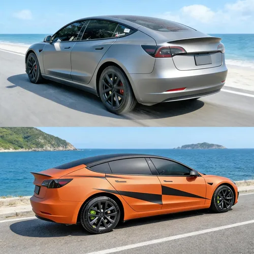 Miniatura 6 de KAVANIC 4 piezas de tapacubos para Tesla Model 3, cubiertas de rueda de 18 pulgadas, tapa de rueda mate negra con logotipo de estilo arácnido