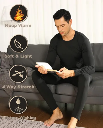 Miniatura 4 de ViCherub Thermal Underwear for Men Fleece Lined Long Johns Thermals Top and Bottom Set Base Layer for Cold Weather