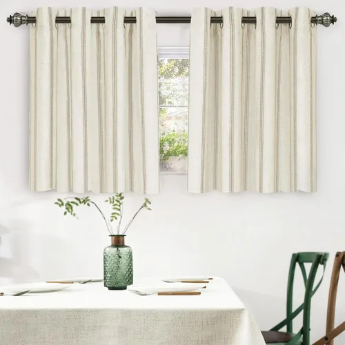 Miniatura 58 de DriftAway - Cortinas de Lino Mezcla de Granja 100% Opacas de 84 Pulgadas de Largo para Dormitorio, Cortinas Verticales Rayadas Impresas de Lino