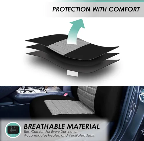 Miniatura 3 de TLH - Fundas de asiento automotrices de malla de aire 3D, solo para asientos delanteros, compatibles con bolsa de aire, ajuste universal para Gris