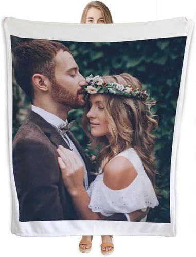 Manta personalizada con foto y texto, mantas de franela personalizadas para subir cualquier foto, 30 x 40 pulgadas - 1 foto