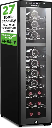 Miniatura 13 de Nutrichef Refrigerador de vino de 24 botellas Enfriador de vino de una sola zona Control de temperatura ajustable de 41 °F a 64 °F