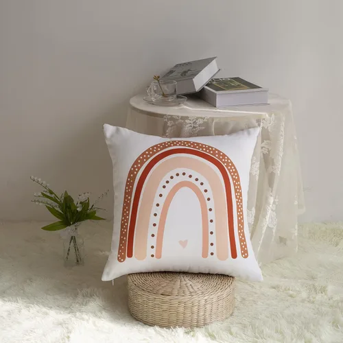 Miniatura 4 de Juego de 2 fundas de almohada bohemias con diseño de arco iris, diseño de círculos de arco iris, cuadradas, modernas, modernas, para decoración