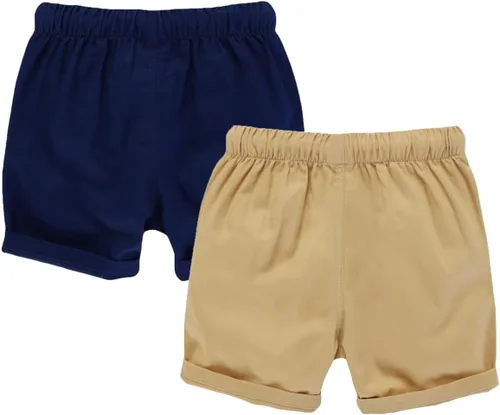 Miniatura 2 de HILEELANG Pantalones cortos chinos de verano para niños pequeños, de algodón, elásticos, con cordón, para uniforme escolar, 2