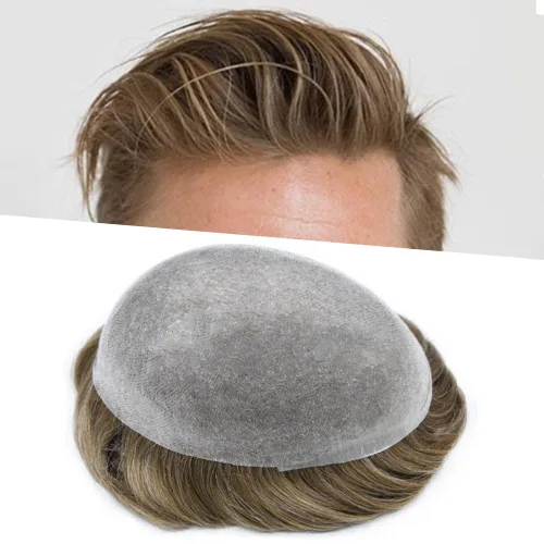 Miniatura 58 de Tupé de piel ultrafina para hombres Piezas de pelo Sistema de reemplazo Real Cabello humano Piezas para hombres Toupee Protesis Capilar Para Hombre