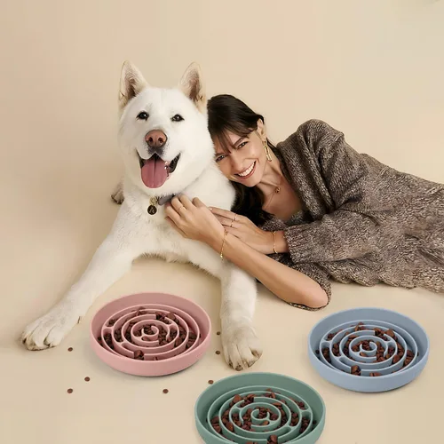 Miniatura 7 de Coomazy Cuencos de Alimentación Lenta para Perros, Cuenco de Silicona para Perros con Ventosas, Alimentador Lento y Diseño Antideslizante, Reductor