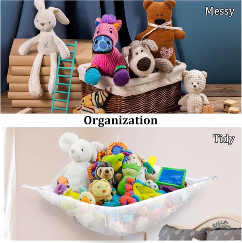 Miniatura 5 de MAQIHAN Red o hamaca para animales de peluche, ideas de almacenamiento para peluches, osos de peluche y juguetes, soporte organizador de esquina