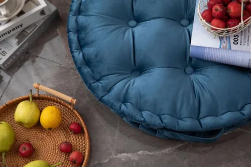 Miniatura 4 de MOJUN Almohada redonda de meditación, almohadas grandes para adultos, almohada redonda gruesa de terciopelo holandés con asa para yoga, sala de Azul