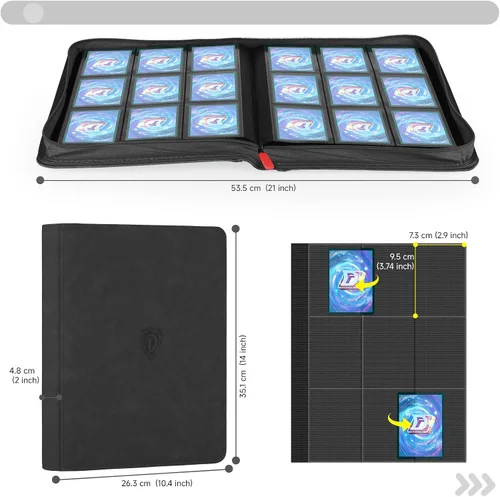 Miniatura 3 de Carpeta de 9 bolsillos para tarjetas, carpeta de 360 bolsillos para tarjetas coleccionables, carpeta de bolsillos de doble cara, carpeta para MTG