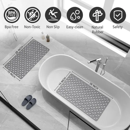 Miniatura 2 de XIYUNTE Alfombra de Baño para Bañera Antideslizante Alfombra de Ducha - 28" x 15" Alfombra de Bañera TPE Suave Antideslizante Alfombras de Ducha