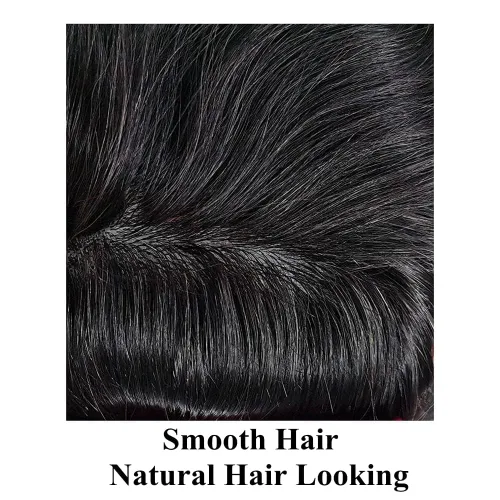 Miniatura 3 de Sistema de repuesto de cabello humano tipo tupé para hombre, duradero, de polietileno, para hombres, 8 x 10 pulgadas, pieza de cabello para hombres