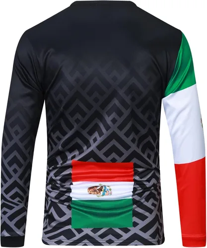 Miniatura 3 de Keebik Camiseta de ciclismo para hombre, camiseta de MTB de manga larga, México Mountain Bike Motocicleta, Carreras, Ropa