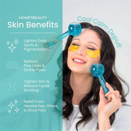 Miniatura 2 de MonétBeauty Globos de Hielo para la Cara, Seguros para el Congelador y Globos Faciales Altamente Eficaces para Rutinas Diarias de Belleza, Rodillo