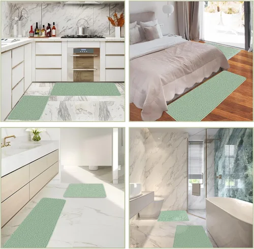Miniatura 273 de Alfombra de baño pequeña de 12 x 18 pulgadas, lavable y absorbente, antideslizante, alfombra de baño de felpilla gruesa y suave para baño, ducha