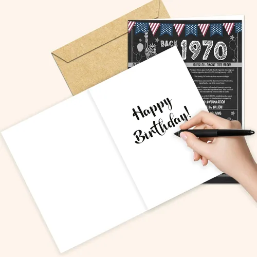 Miniatura 4 de Ideas de regalos de cumpleaños número 55 para hombres o mujeres. Tarjeta de felicitación gigante de Back In 1970. Suministros para decoración